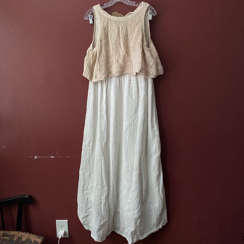 Anthropologie Moth Women’s Layered Sweater Sandstone Maxi Dress Large